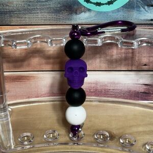 Purple Skull Beaded Keychain